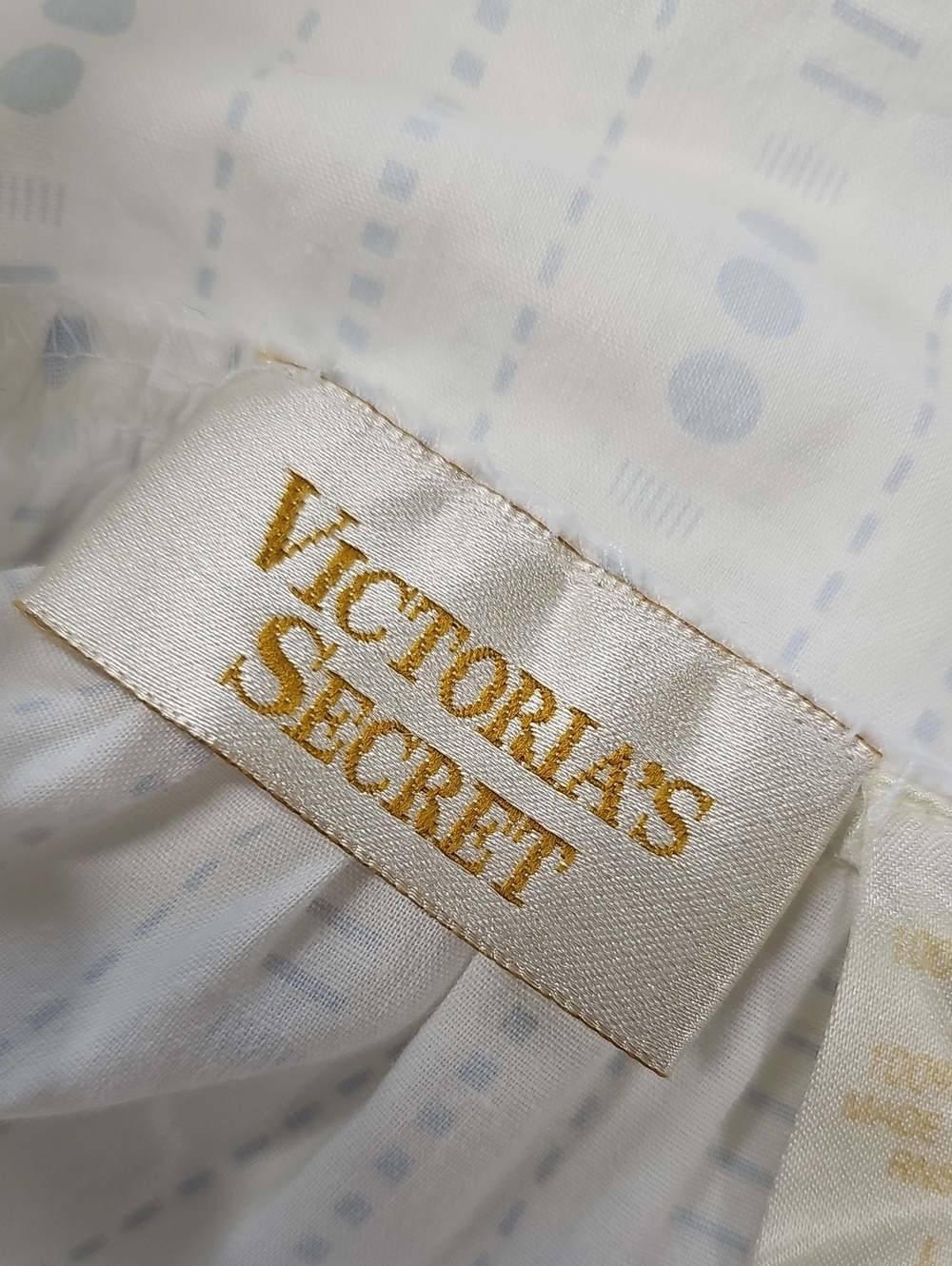Vintage 90s Victoria Secret Prairie Gown, Cotton, White Blue, Generous SZ Large - Picture 12 of 13